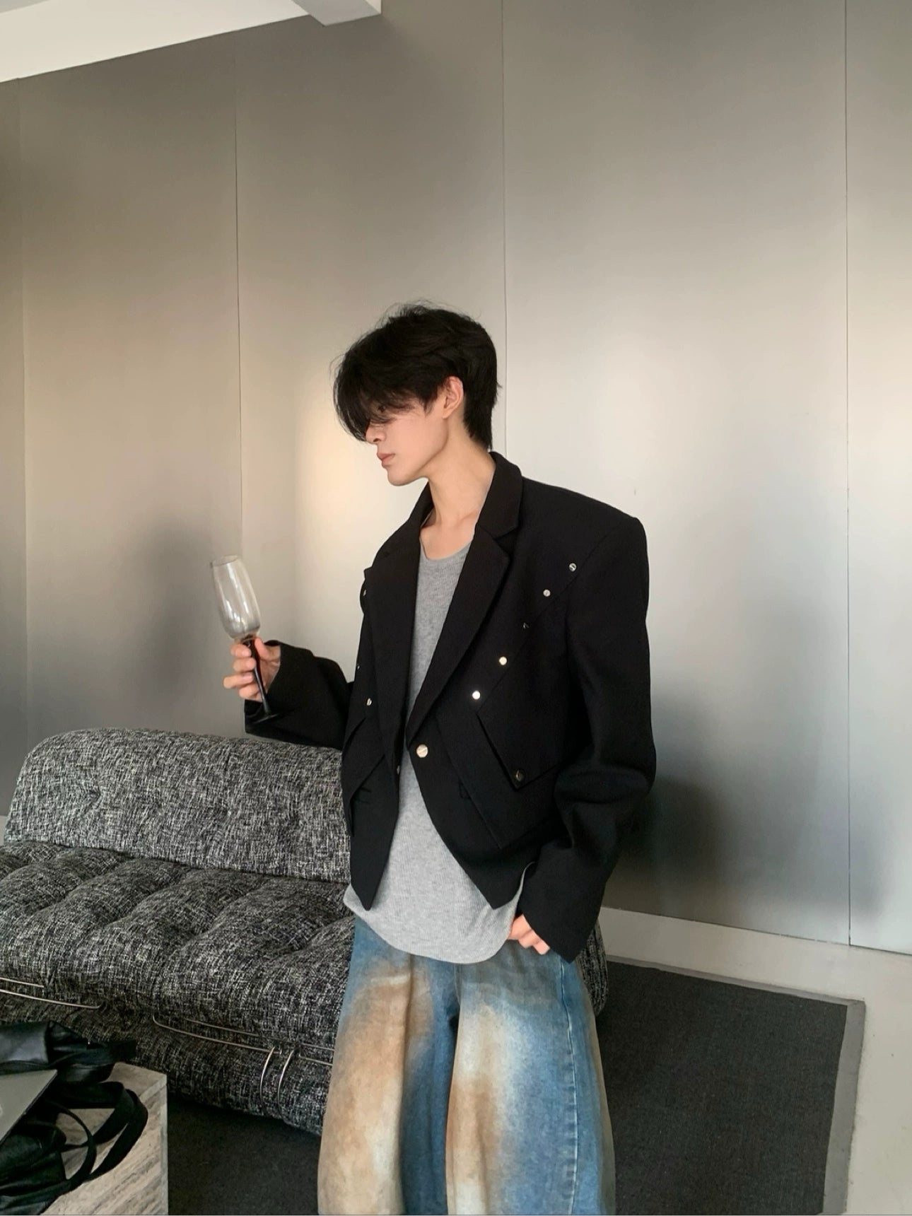 Button Design Deconstructed Line Jacket WN19913