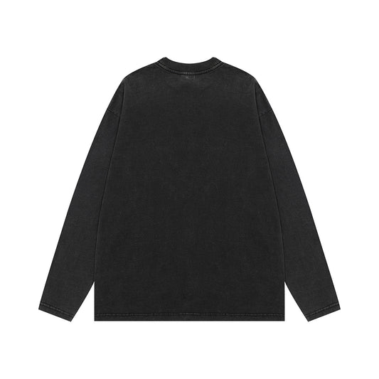 Washed Dirty Dye Graphic Print Long Sleeve T-Shirt WN25719