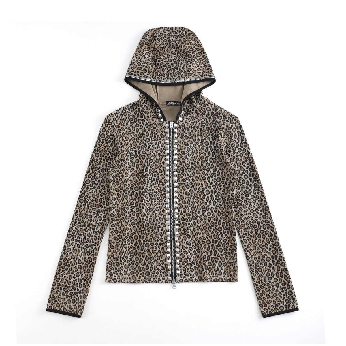 Leopard Back Logo Print Zipper Hoodie WN27242