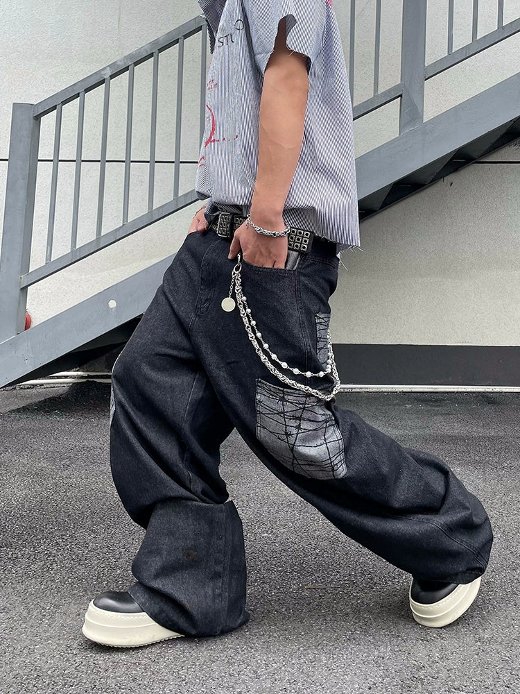 Washed Wide Leg Denim Jeans WN18843