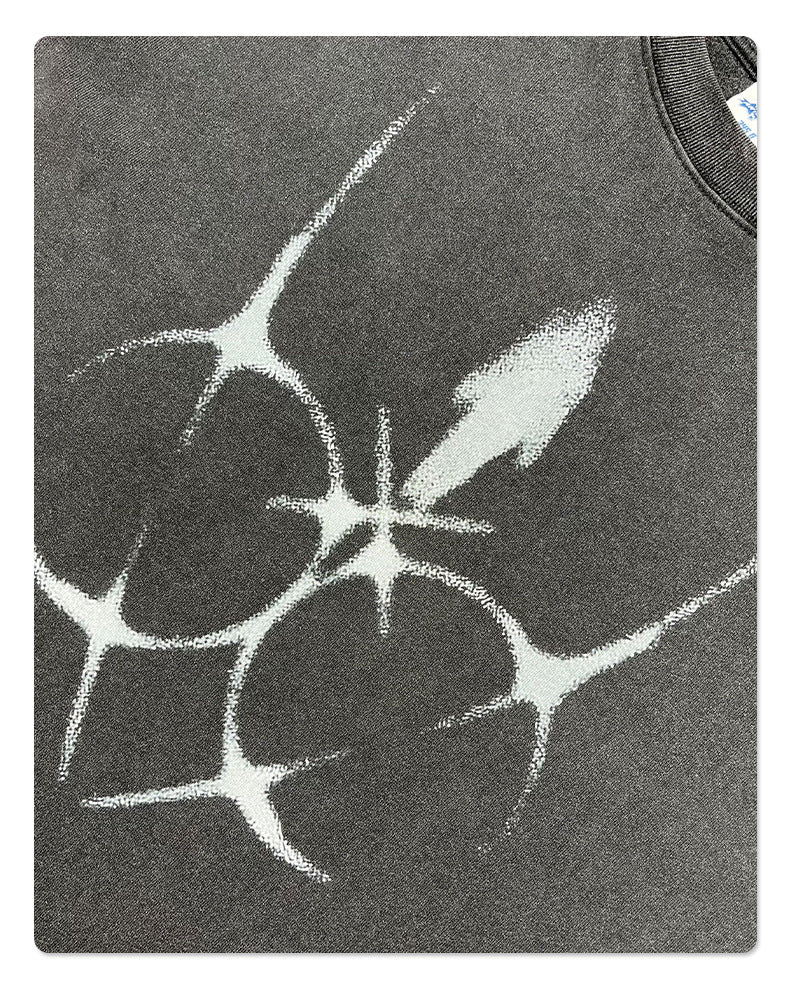 Washed Fake Layered Round Neck Print Long Sleeve T-Shirt WN7817