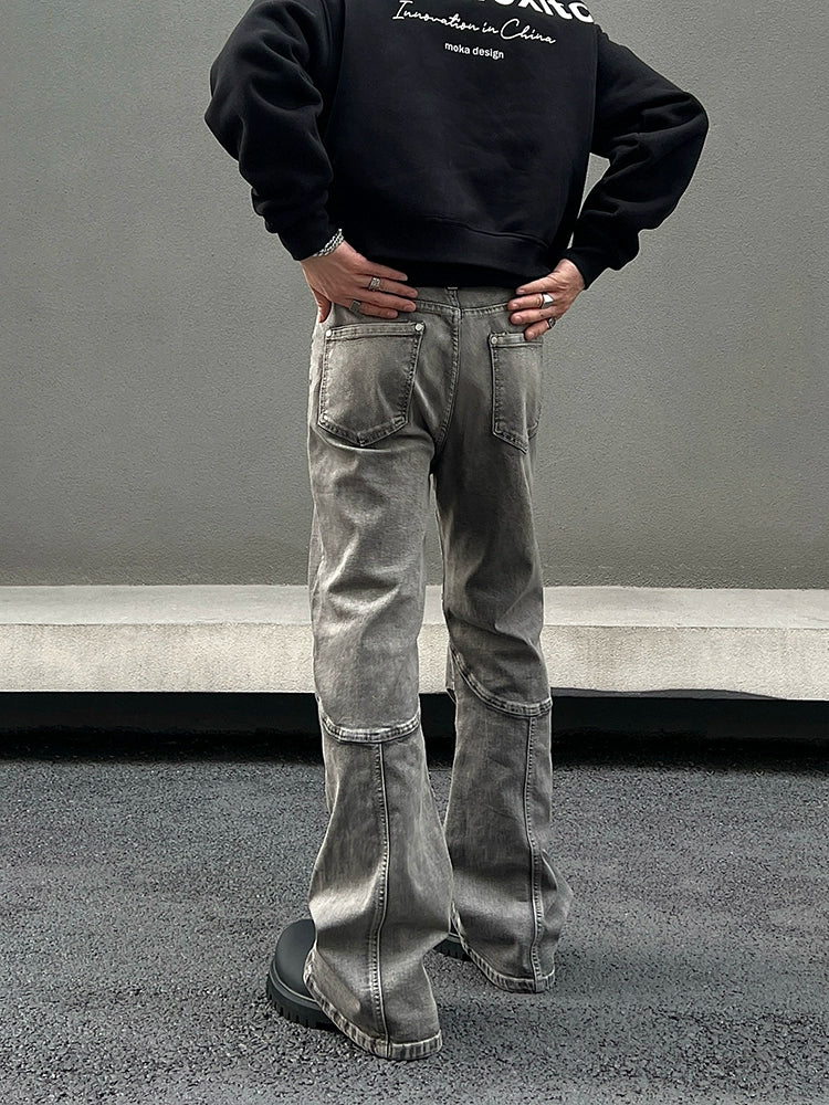 Deconstructed Patchwork Flare Denim Jeans WN19444