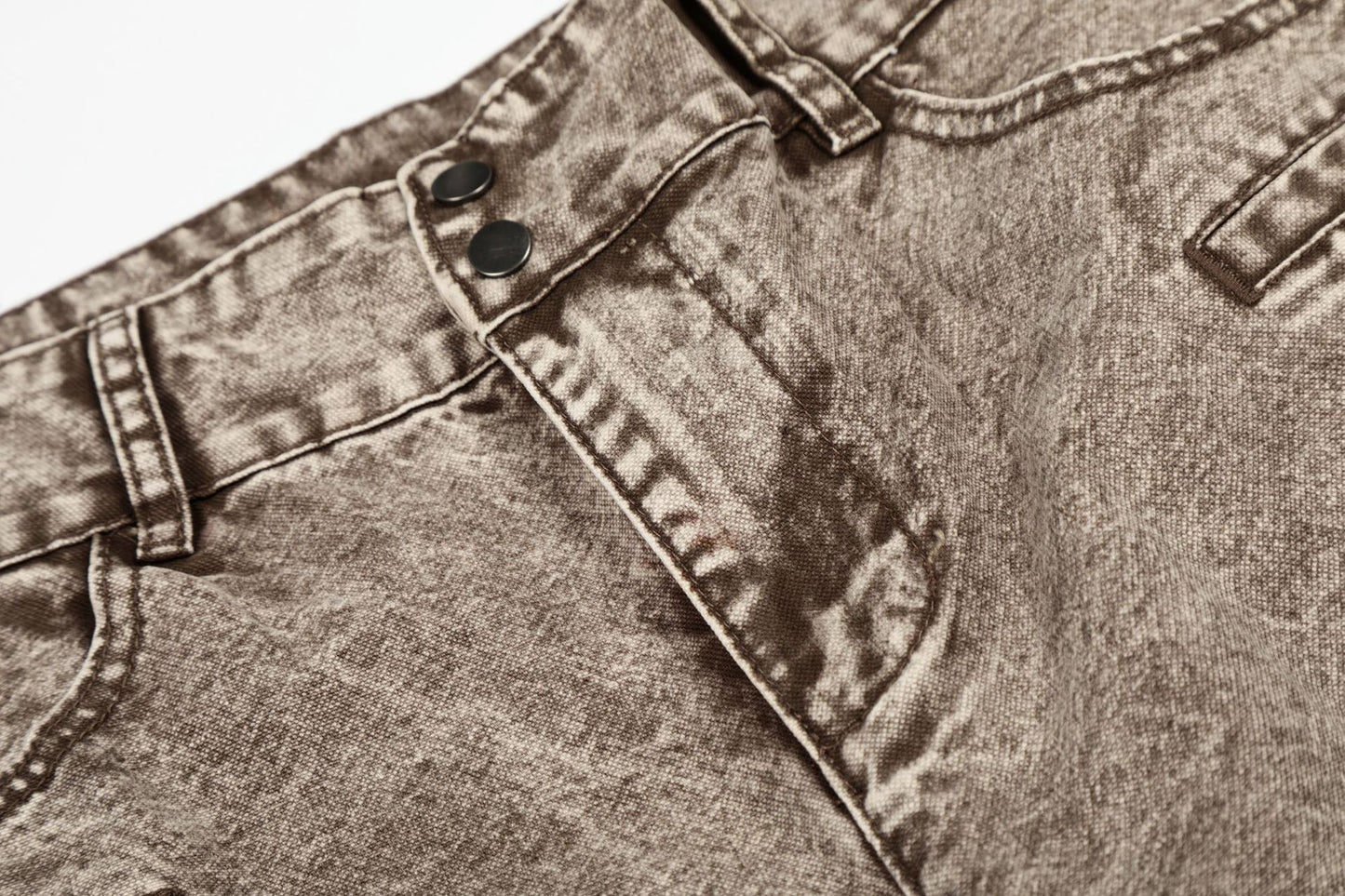 Washed Damage Wide Leg Curved Denim Jeans WN25860