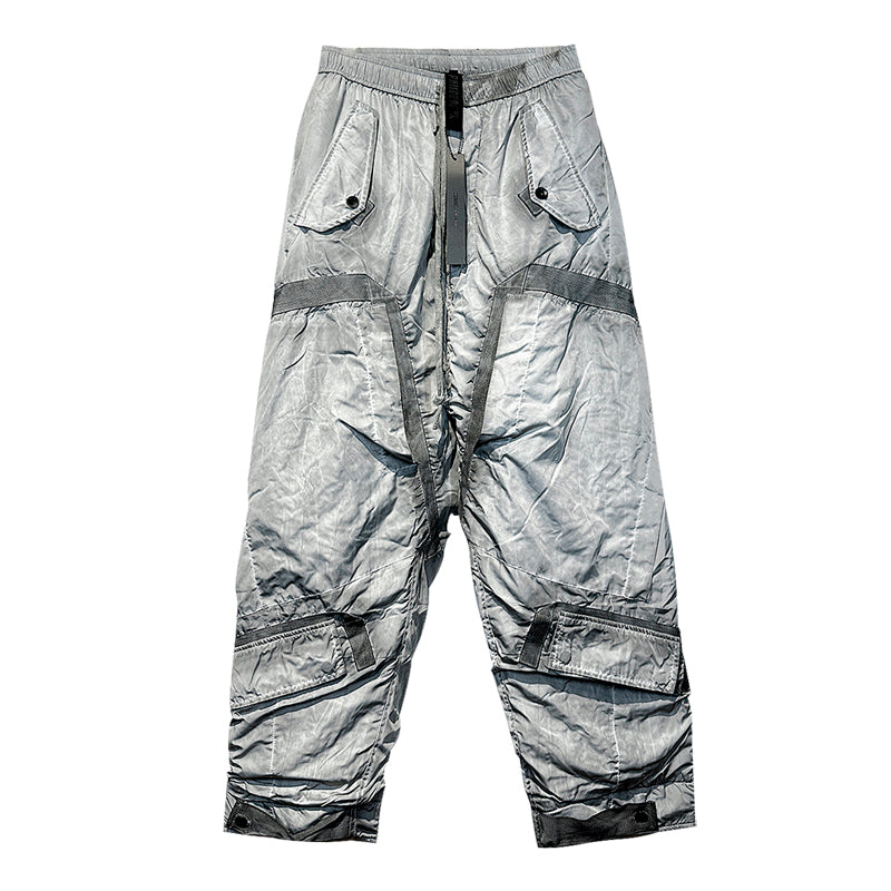 Multi-Pocket Dyed Drop-Crotch White Duck Down Cargo Pants WN13917