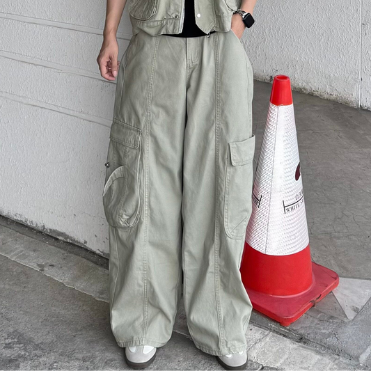 Short Sleeve Jacket & Wide Leg Cargo Pants Setup WN25320