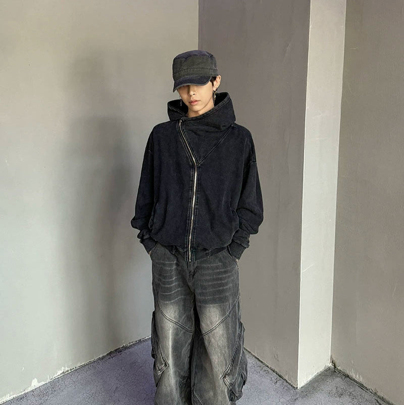 Washed Oversize Zipper Hoodie WN21163