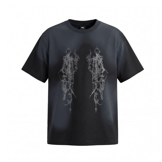 Washed Graphic Art Print Short Sleeve T-Shirt WN25500