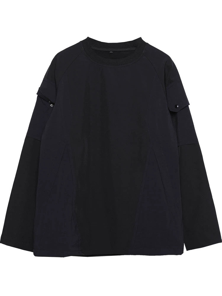 Fleece Lining Mix Patch Long Sleeve T-shirt WN22347