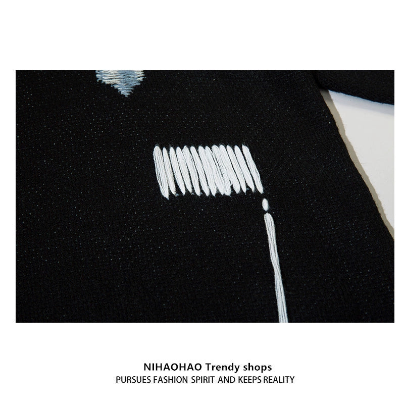 Embroidery Oversize Knit Sweater WN5461