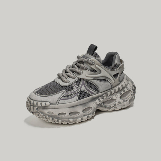 Breathable Mesh Platform Lace-Up Sneakers WN23533