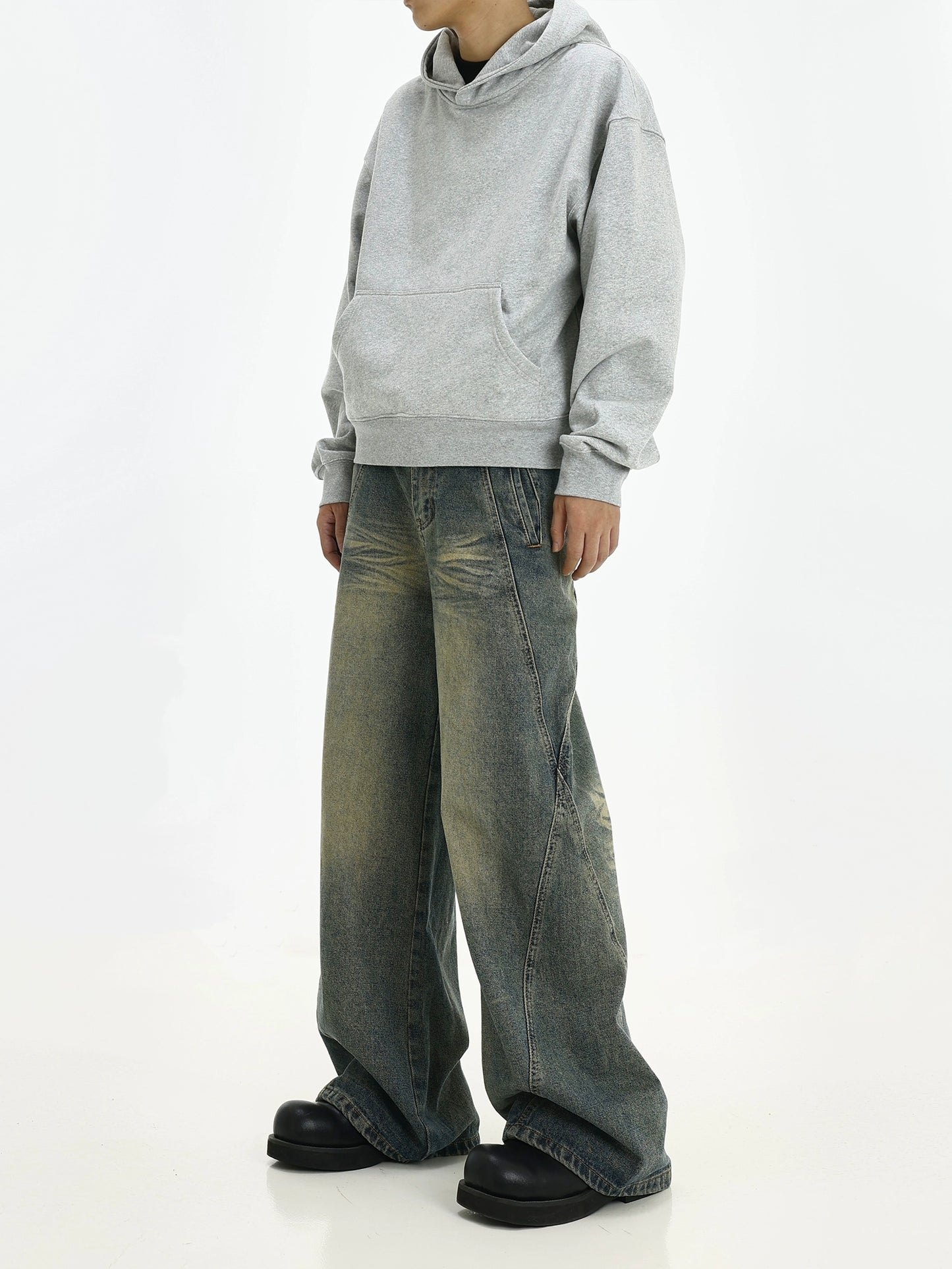 Washed Wide-Leg Straight Denim Jeans WN5785