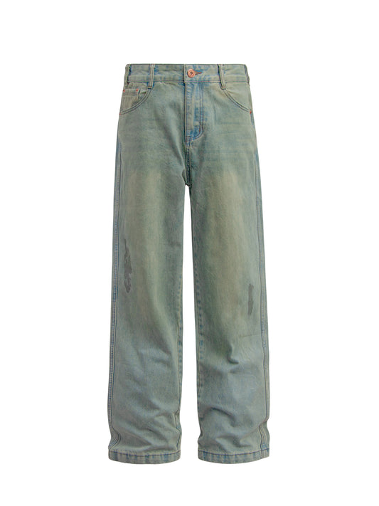 Washed Loose Straight Denim Jeans WN26326