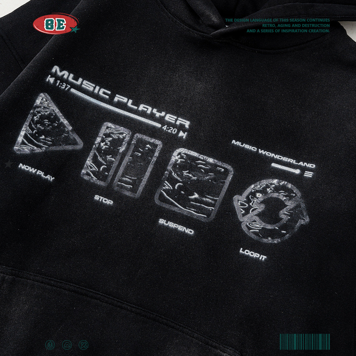 Washed Heavy Weight Print Hoodie WN7864