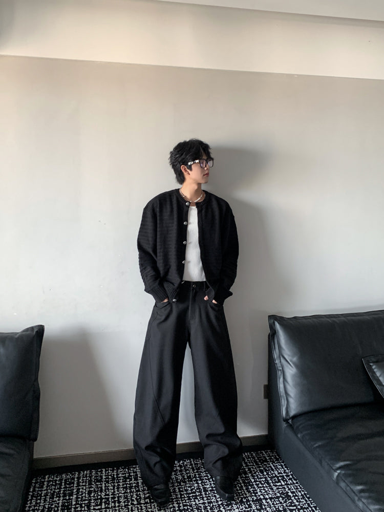 Curved Cut Patchwork Wide Leg Trousers WN15363