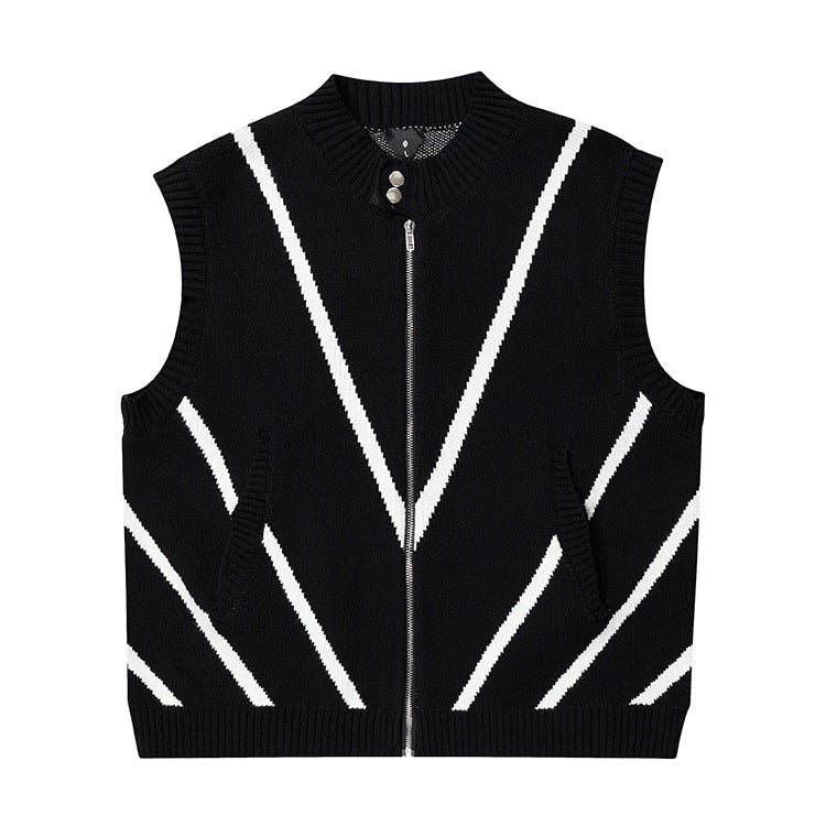 Zipper High-Neck Knit Vest WN12467