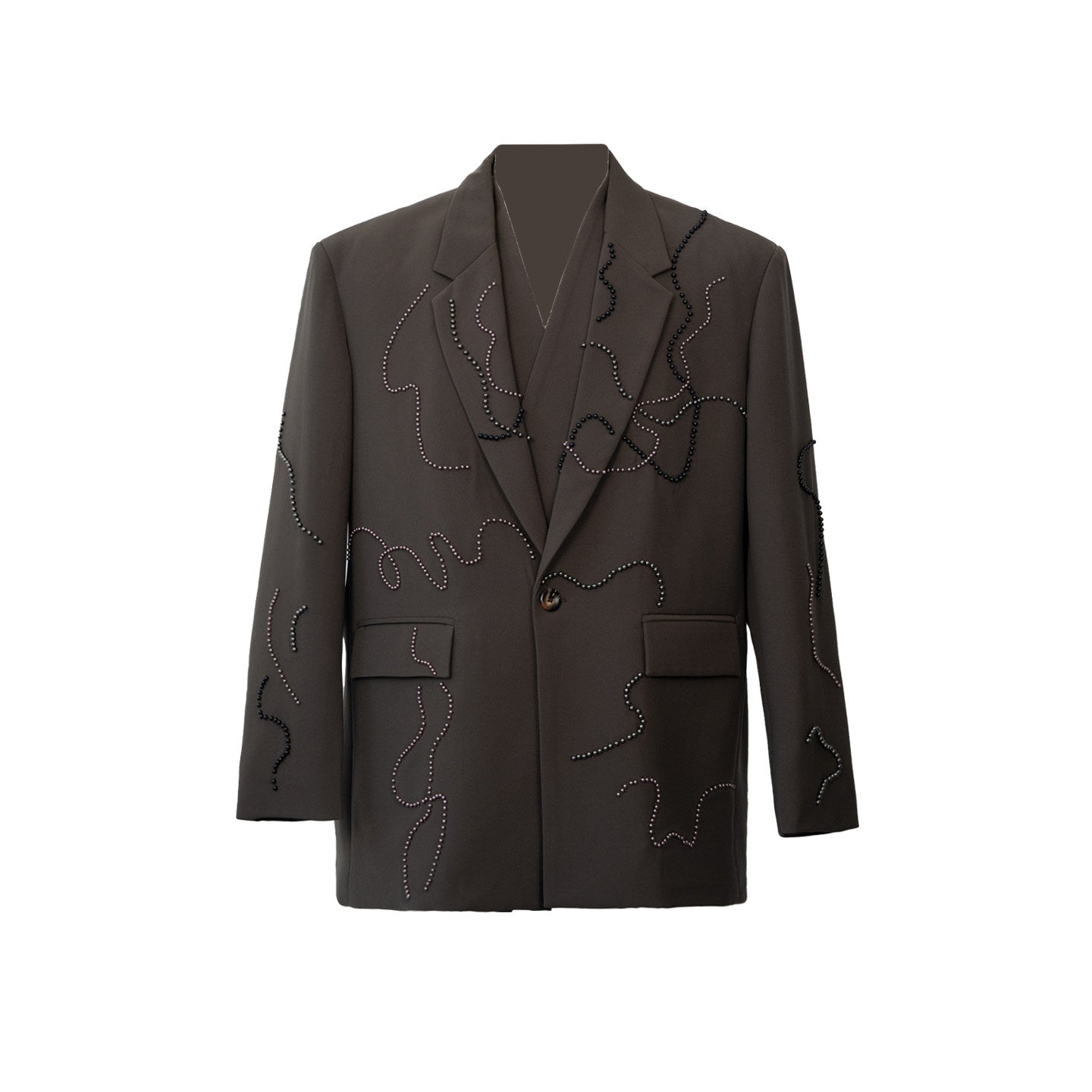 Studs Wave Design Tailored Jacket & Wide Pleats Trousers Setup WN23621