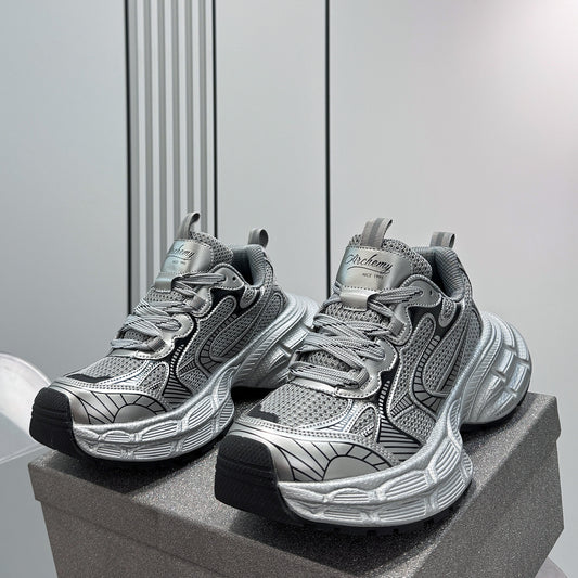 Mesh Panel Platform Chunky Sole Sneakers WN24700