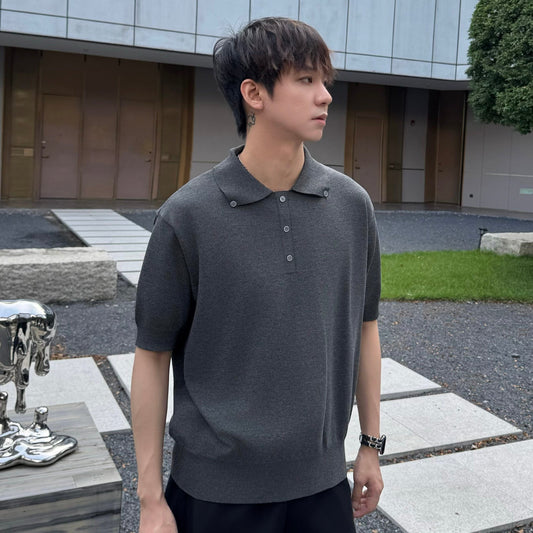 Oversize Knit Polo Short Sleeve Shirt WN25324
