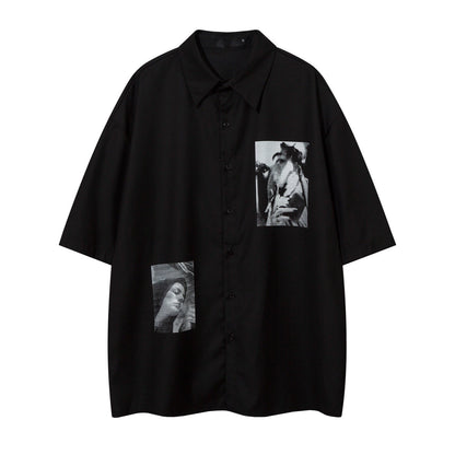 Oversize Print Short Sleeve Shirt WN5871