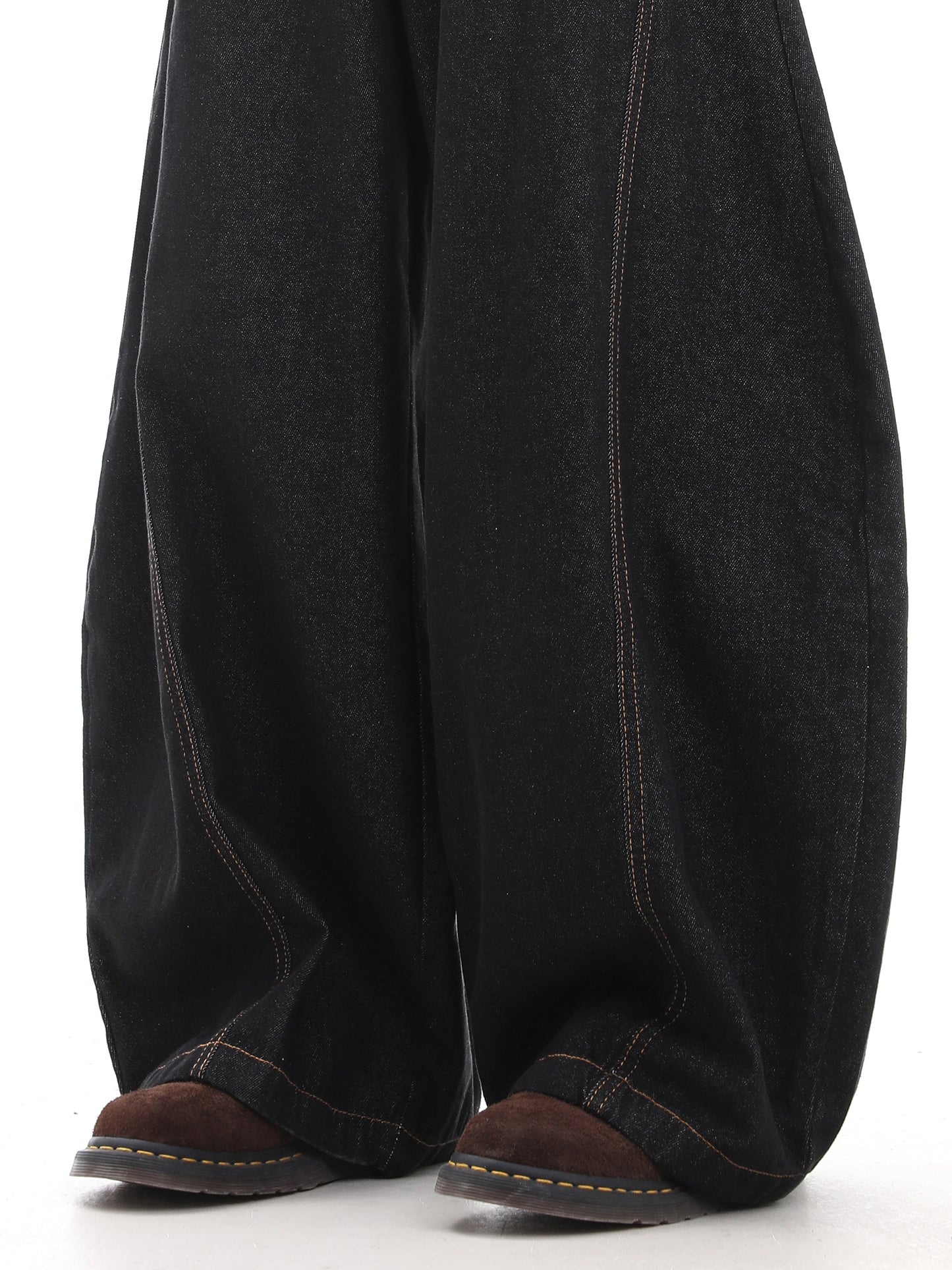 Curved Wide Leg Denim Jeans WN15661