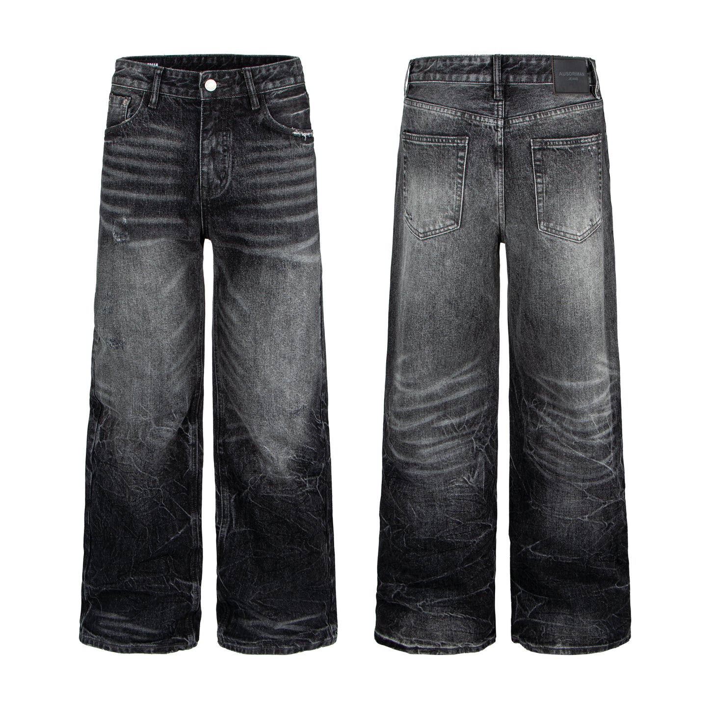 Art Whisker Honeycomb Wash Damage Straight Denim Jeans WN22902