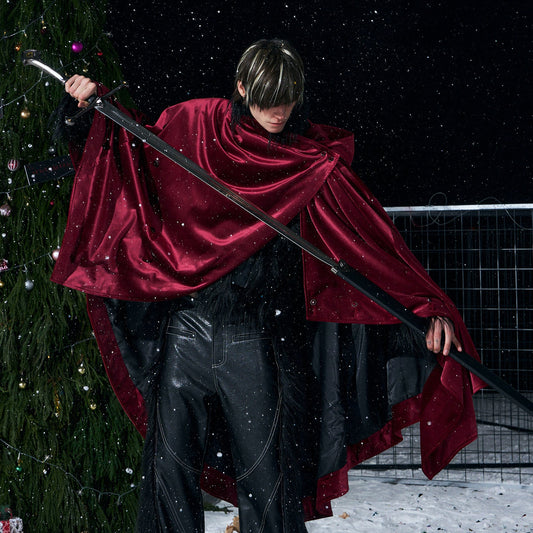 Embroidery Velvet Medieval Hooded Coat WN22728