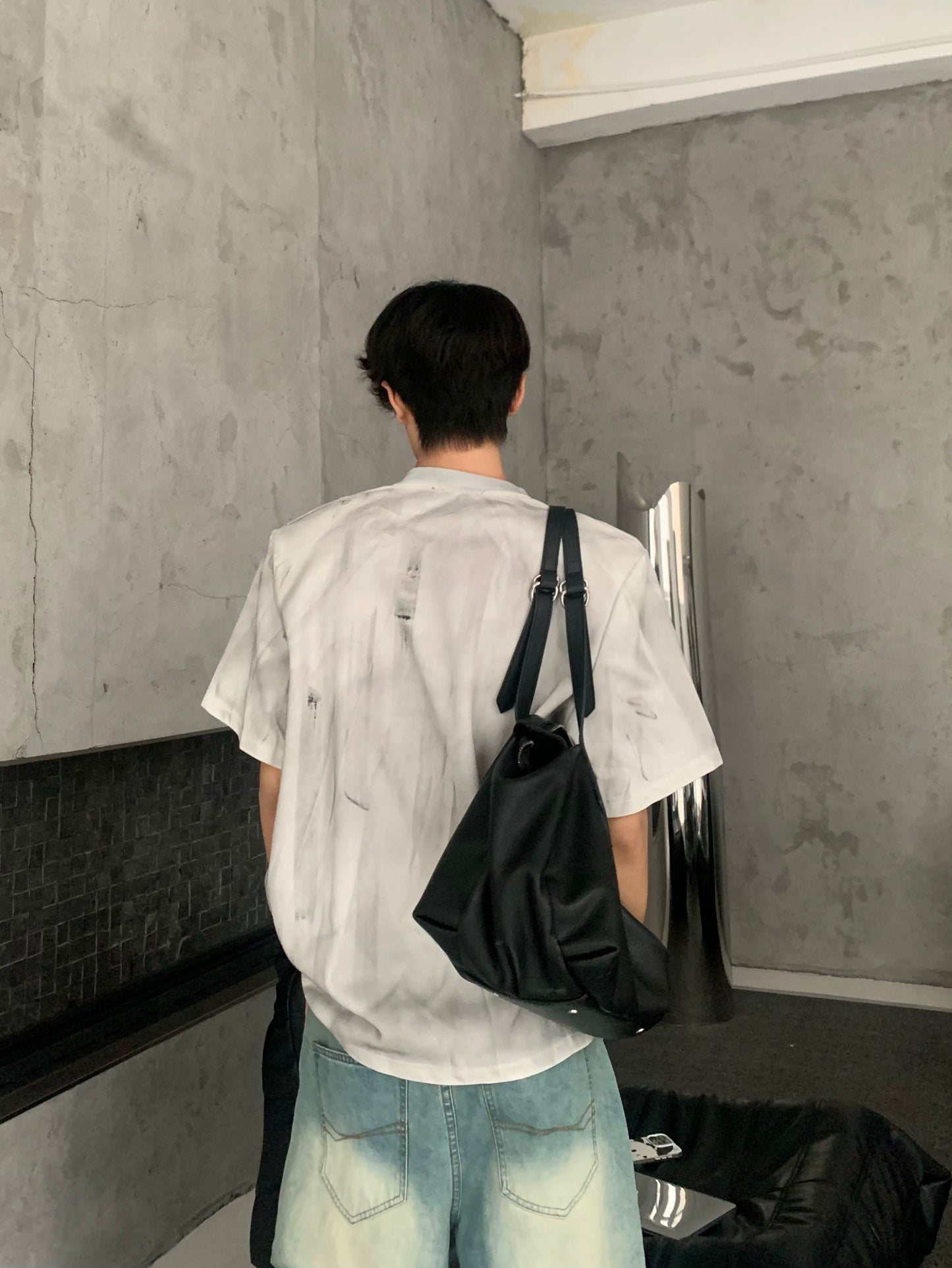 Deconstructed Metal Zipper Design Short Sleeve T-Shirt WN19780