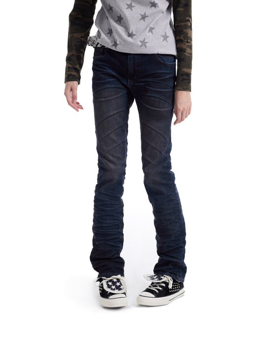 Washed Whisker Straight Denim Jeans WN27223