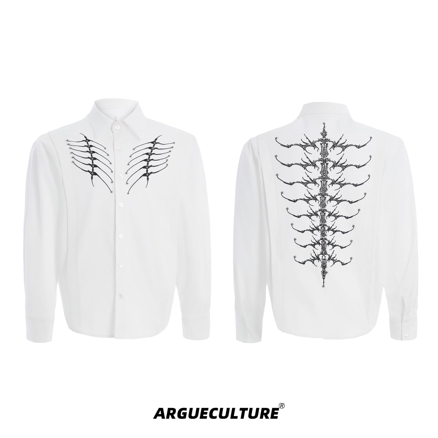 Embroidery Studs Long Sleeve Shirt WN14956