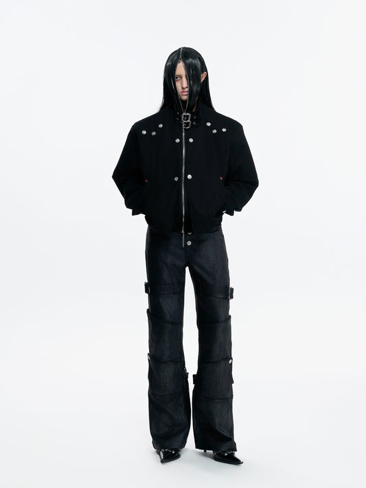Washed Heavyweight Fake Layered Hooded Jacket WN23545
