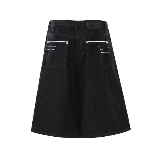 Raw Wash Wide Leg Denim Half Pants WN25701