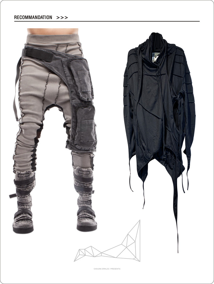 Washed Contrasting Trim Tapered Pants WN13979