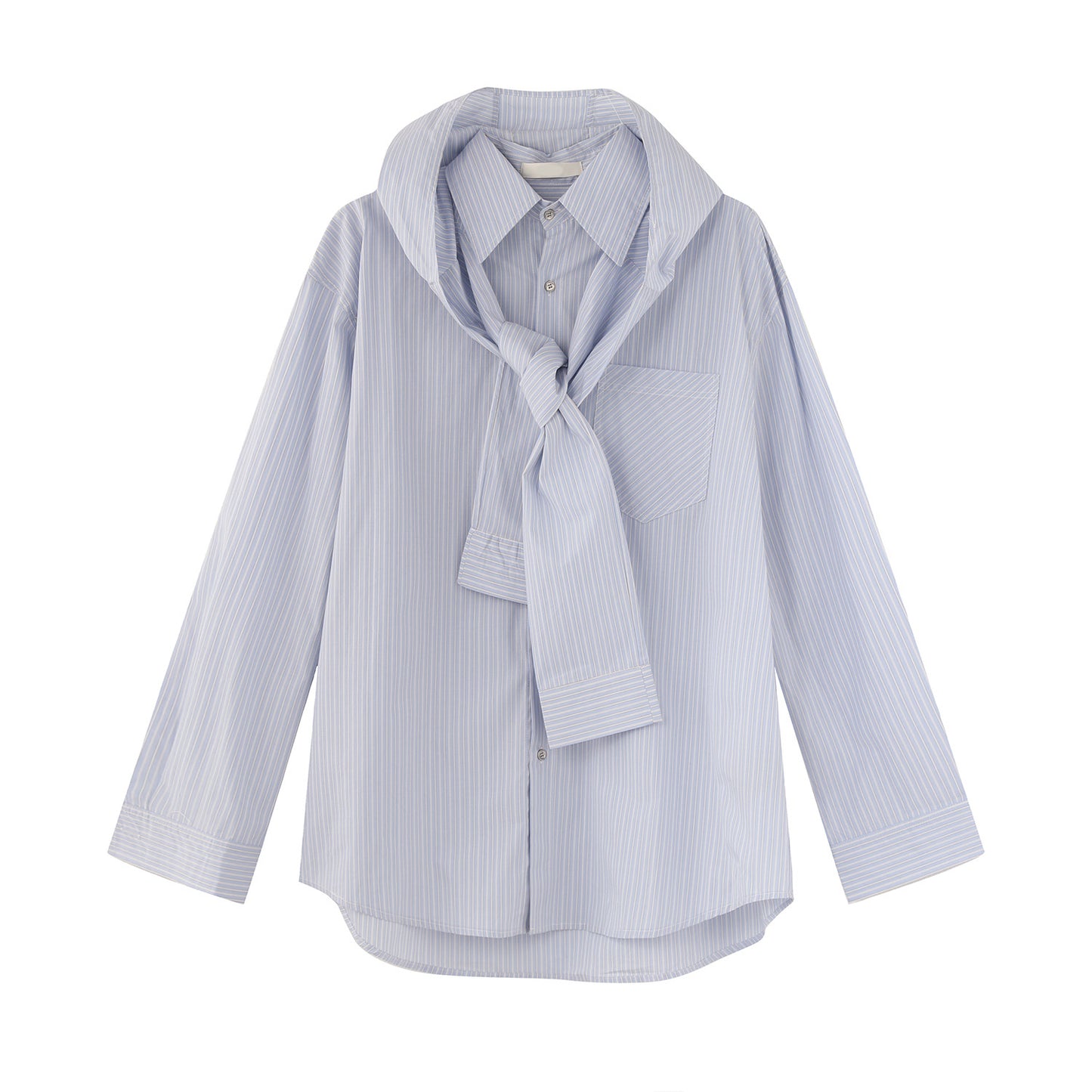 Stripe Detachable Tie Design Long Sleeve Shirt WN24902
