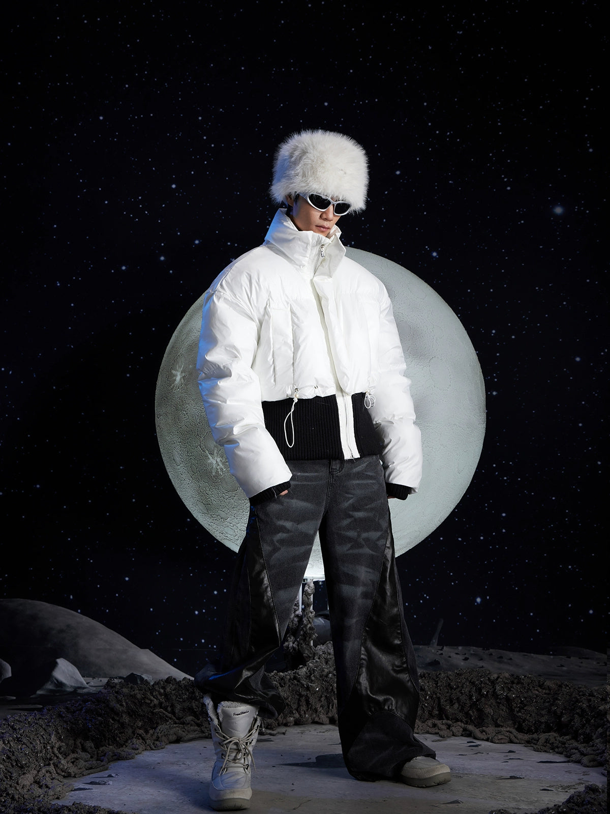 Patchwork Thick Stand Neck Puffer Jacket WN13646