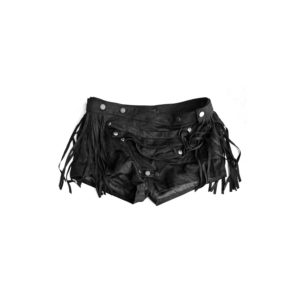 Detachable Fringe Suede Stud Detail Low-Rise Short Pants WN27082