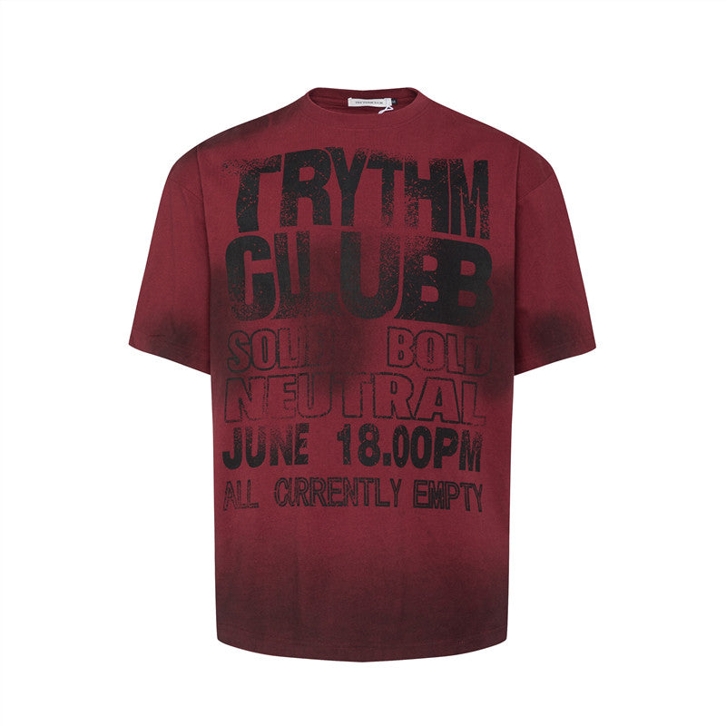 Tie Dye Letter Dirty Short Sleeve T-Shirt WN24253