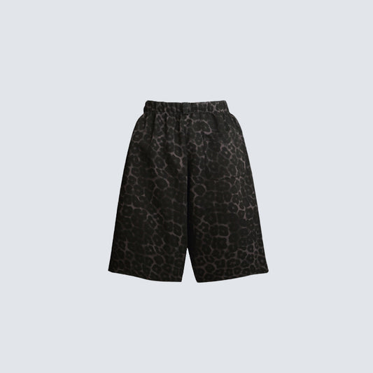 Leopard Graphic Letter Wide Leg Half Pants WN28106