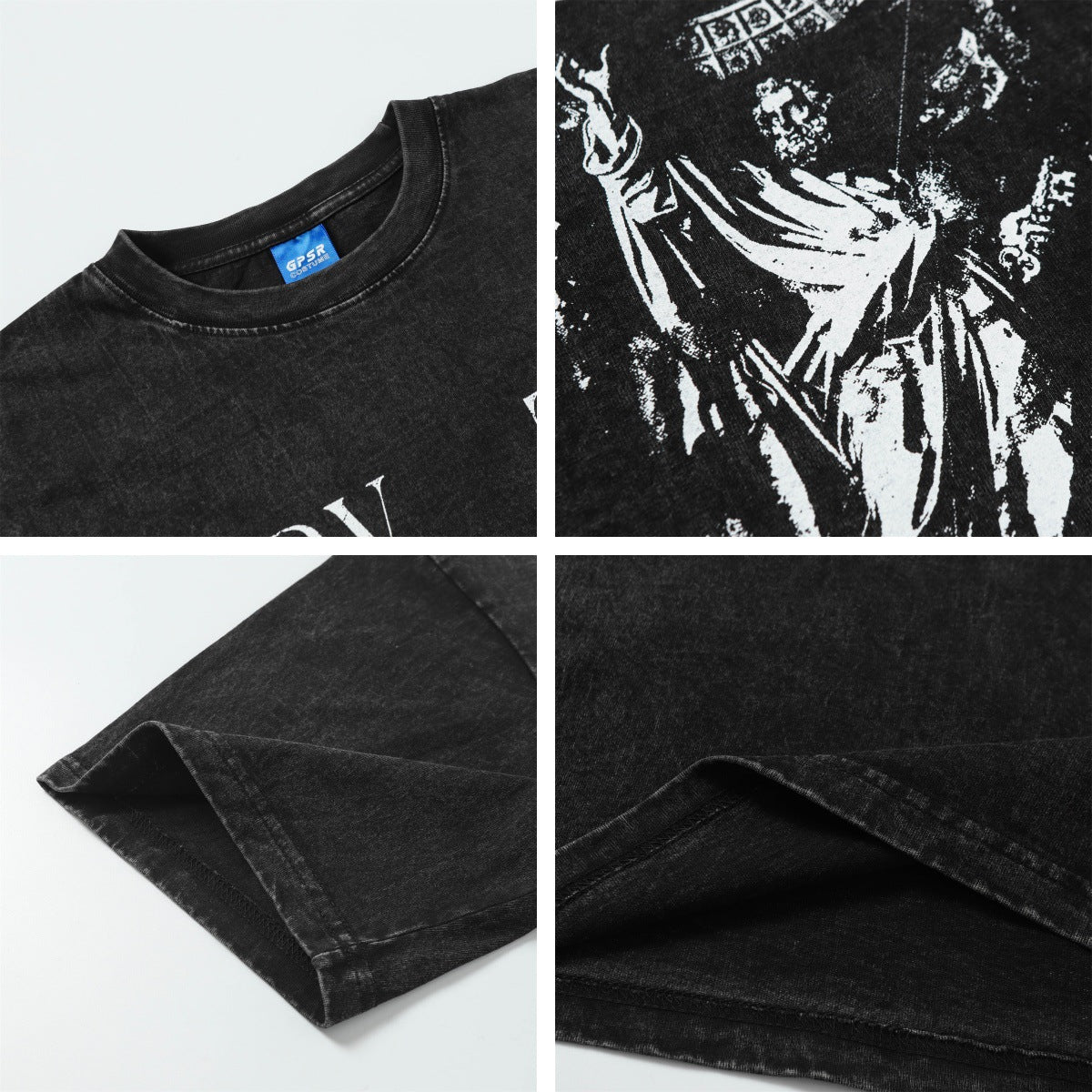 Washed Graffiti Design Oversize Short Sleeve T-Shirt WN15066