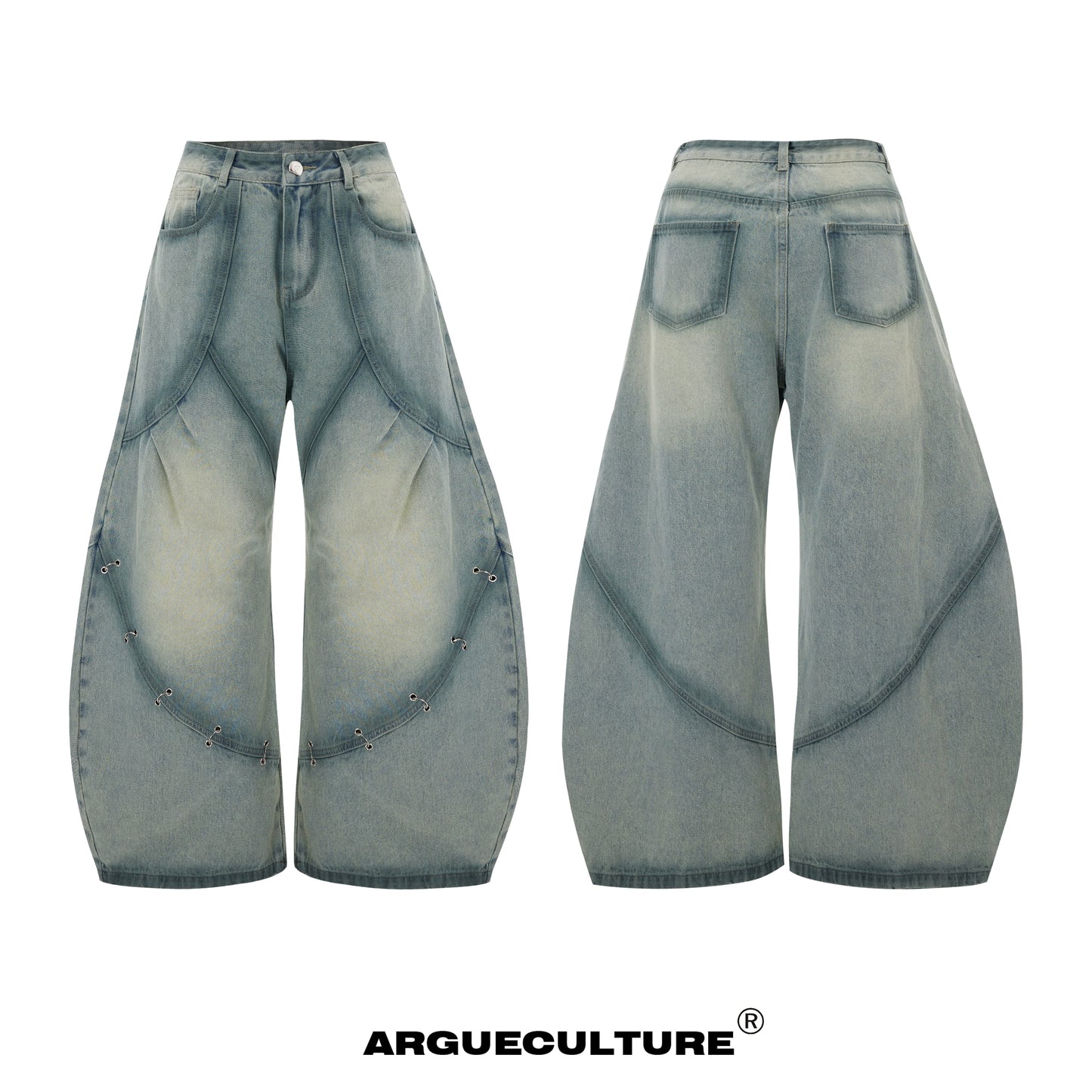 Washed Ring-Buckle Denim Jacket & Denim Jeans Setup WN12904