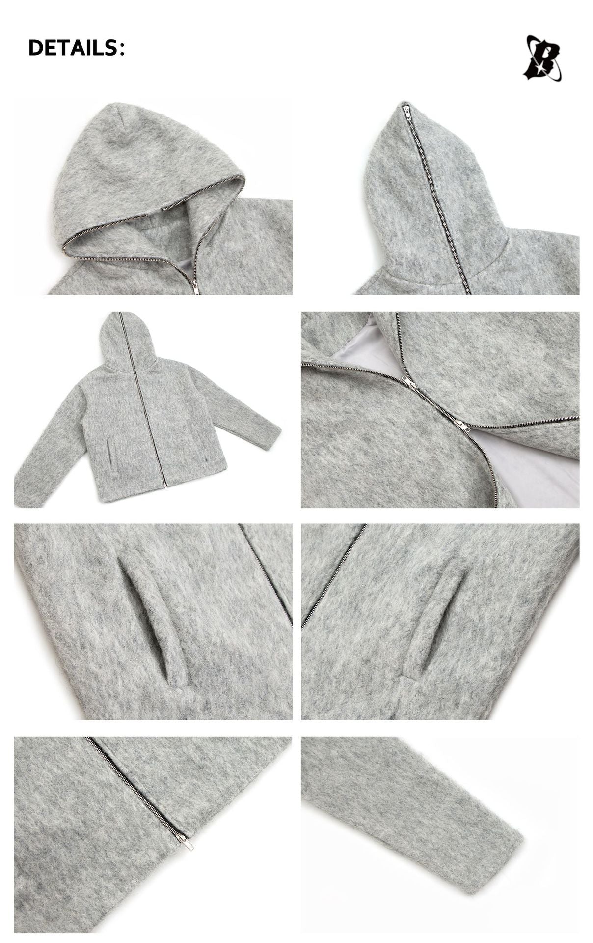 Wool Blend Full-Zip Boxy Hooded Jacket WN26382