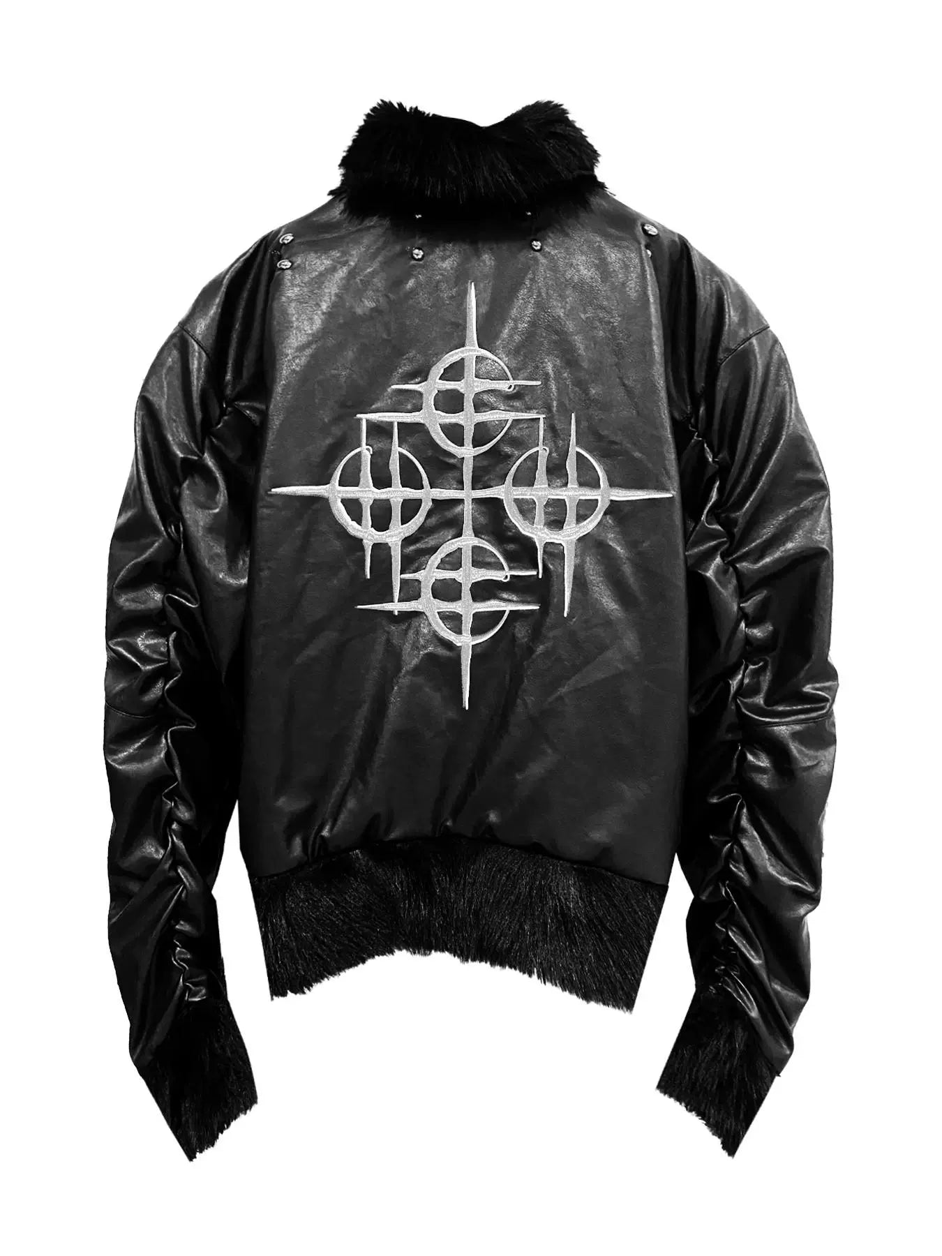 Heavy-duty Fur Patchwork PU Leather Puffer Jacket WN13393