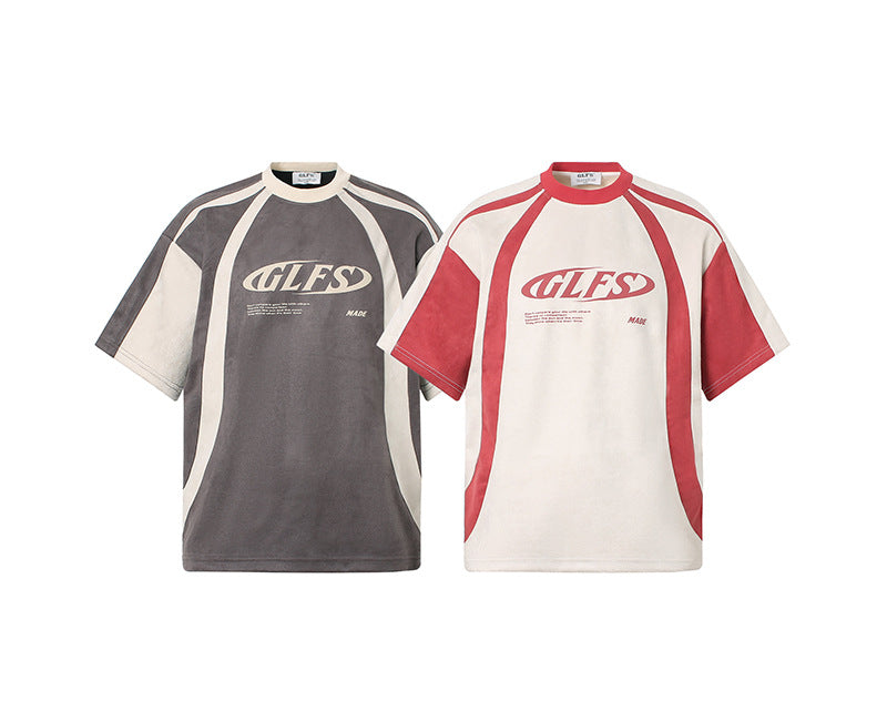 Color Block Panel Letter Print Short Sleeve T-Shirt WN26035