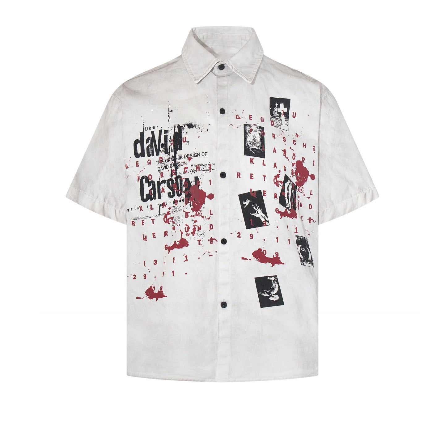 Graffiti Print Splatter Washed Short Sleeve Shirt WN24267
