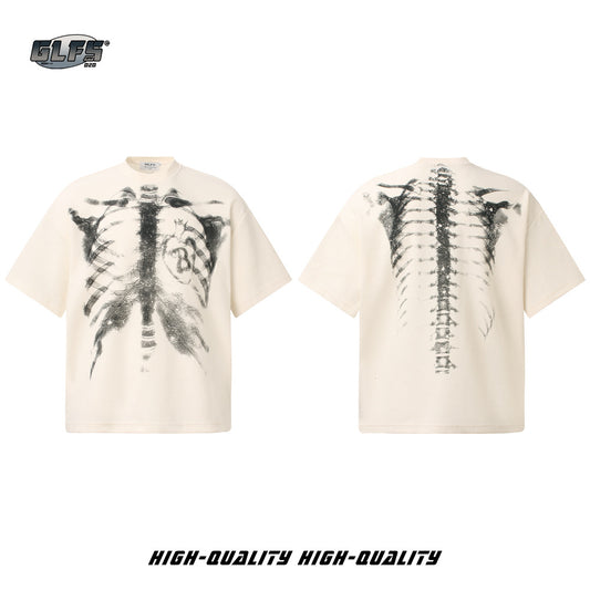Heavyweight Waffle Washed X-Ray Skeleton Print Short Sleeve T-Shirt WN26542
