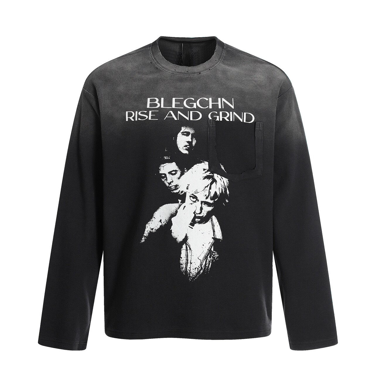 Gradient Graphic Print Damage Long Sleeve T-Shirt WN24464