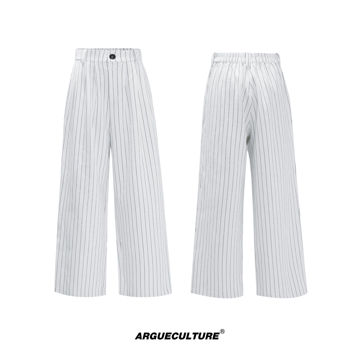 Stripe Multi-Panel Shoulder-Pad Belted Jacket & Trousers Setup WN21729