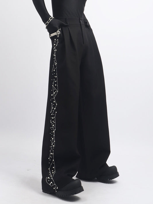 Studs Line Tailored Jacket & Studs Line Wide Leg Trousers Setup WN23675