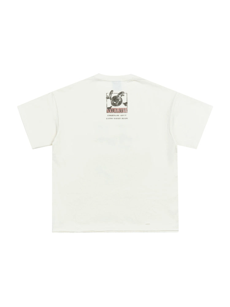 Washed Damage Design Graffiti Print Short SleeveT-Shirt WN18067