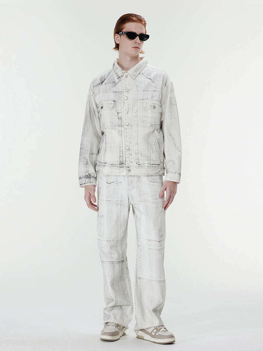 Dirty Wash Design Oversize Denim Jacket WN17569