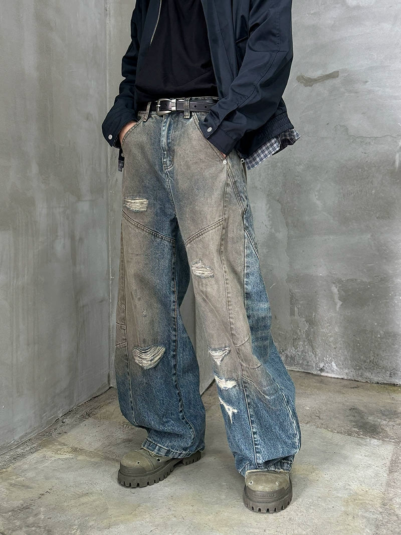 Damage Design Wide Leg Denim Jeans WN21169